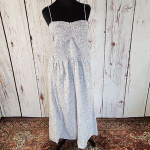 H&M White Blue Floral Strappy Dress XL NWT